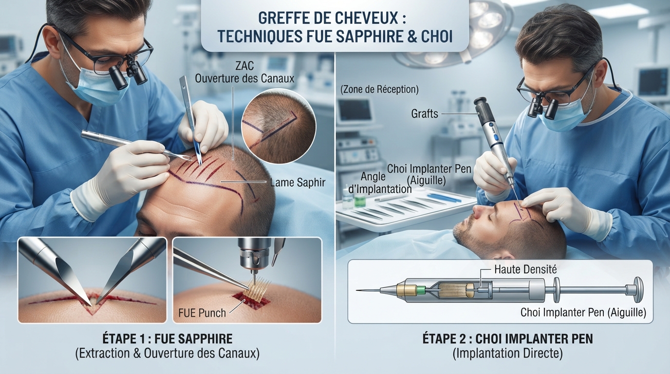 Greffe CHOI ou FUE Saphir : quelles différences ?